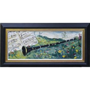 Gabriel DAUCHOT "La clarinette"  huile sur toile 20x45